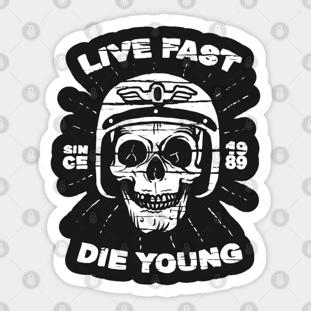 Live Fast Die Young Motorcycle Rider Skull Sticker by JakeRhodes